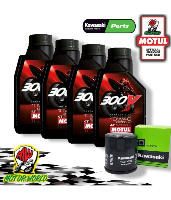 KIT TAGLIANDO MOTUL 300V 10W40 + FILTRO OLIO Kawasaki KRT 800 Teryx4 / LE / Camo