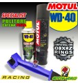 KIT PER LA PULIZIA CATENA MOTO SPRAY WD-40 + C4 MOTUL CON SPAZZOLA
