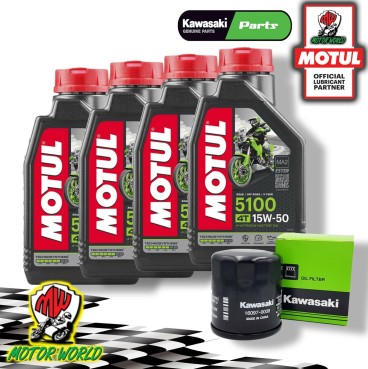 KIT TAGLIANDO MOTUL 5100 15W50 + FILTRO OLIO ORIGINALE Kawasaki