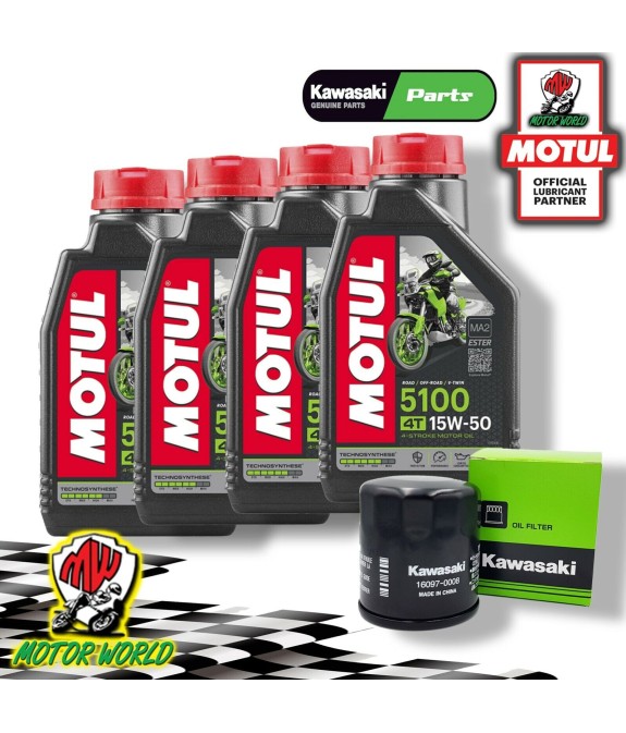 KIT TAGLIANDO MOTUL 5100 15W50 + FILTRO OLIO ORIGINALE Kawasaki