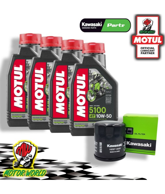KIT TAGLIANDO MOTUL 5100 10W50 + FILTRO OLIO ORIGINALE Kawasaki