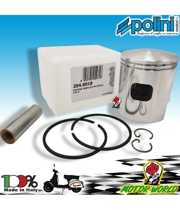 Pistone POLINI per kit 130cc ghisa Ø 57,8mm, 2 segmenti, Vespa 125 ET3 Primavera