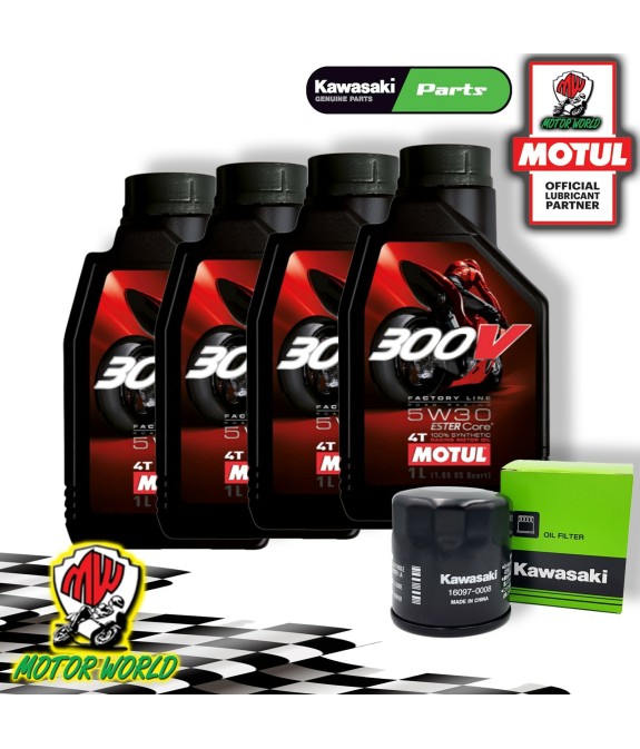 KIT TAGLIANDO MOTUL 300V 5W30 + FILTRO KAWASAKI Z 750 R Black Edition 2012