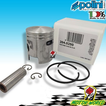 204.0250 PISTONE COMPLETO POLINI PIAGGIO BRAVO-GRILLO-CIAO-SI D.43