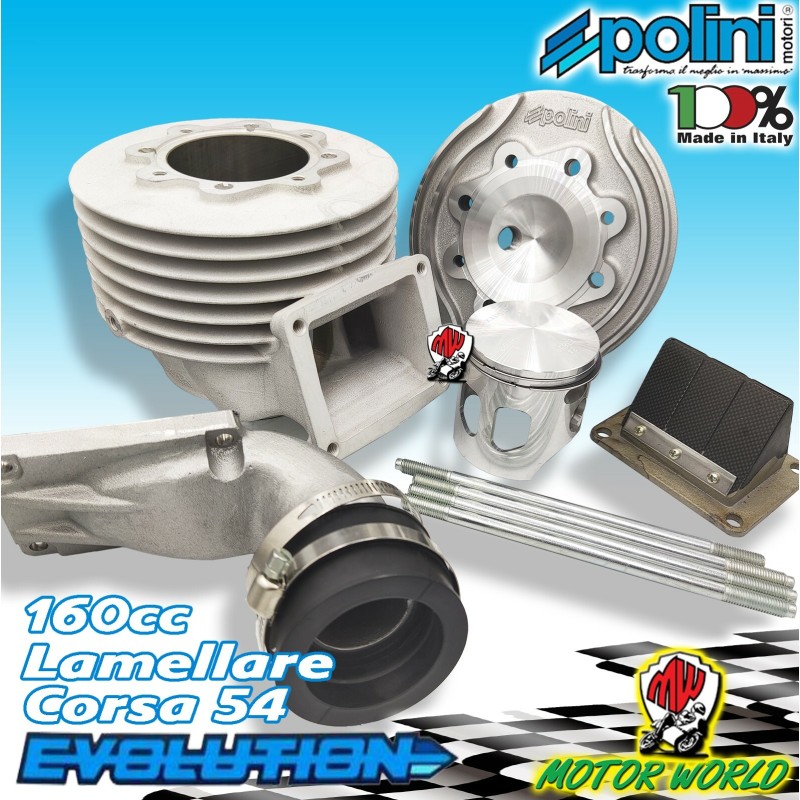 KIT GRUPPO TERMICO RACING LAMELLARE EVOLUTION POLINI D60 160cc PIAGGIO APE MIX