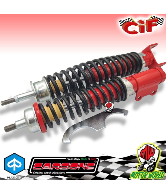 AMMORTIZZATORI ANTERIORE POSTERIORE CARBONE ROSSO VESPA PK 50 125 XL RUSH HP