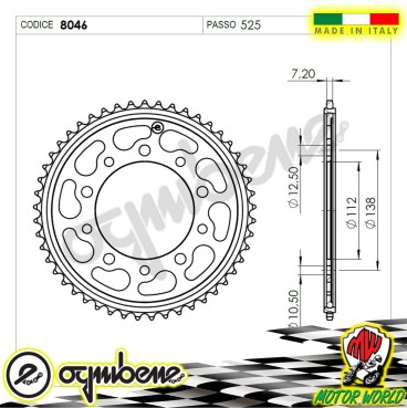 CORONA IN ACCIAIO OGNIBENE 38 DENTI HONDA CBF 600 ABS 2008 2009 2010