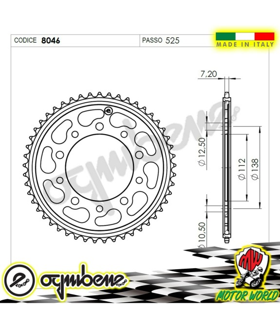 CORONA IN ACCIAIO OGNIBENE 38 DENTI HONDA CBF 600 ABS 2008 2009 2010