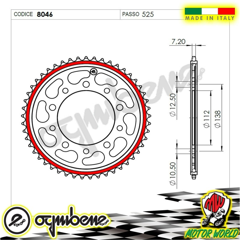 CORONA IN ACCIAIO SILENT OGNIBENE 43 DENTI YAMAHA YZF 1000 R1M 2018 2019 2020