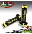 DOMINO Manopole Bicomponenti Nere Gialle FLUO Chiuse 120 mm per Moto OffRoad