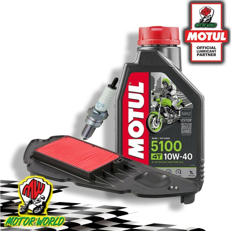 KIT TAGLIANDO MOTUL 5100 10W40 FILTRO ARIA CANDELA OLIO Honda SH 150 i ADH ABS