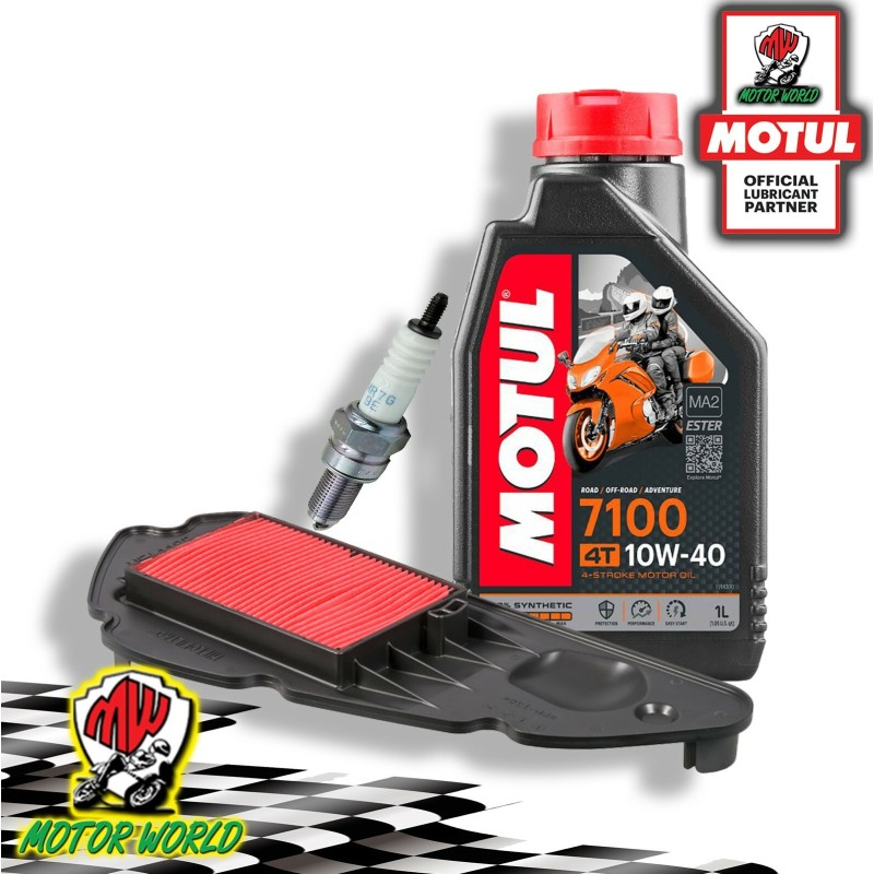 KIT TAGLIANDO MOTUL 7100 10W40 FILTRO ARIA CANDELA OLIO Honda SH 150 i ADH ABS