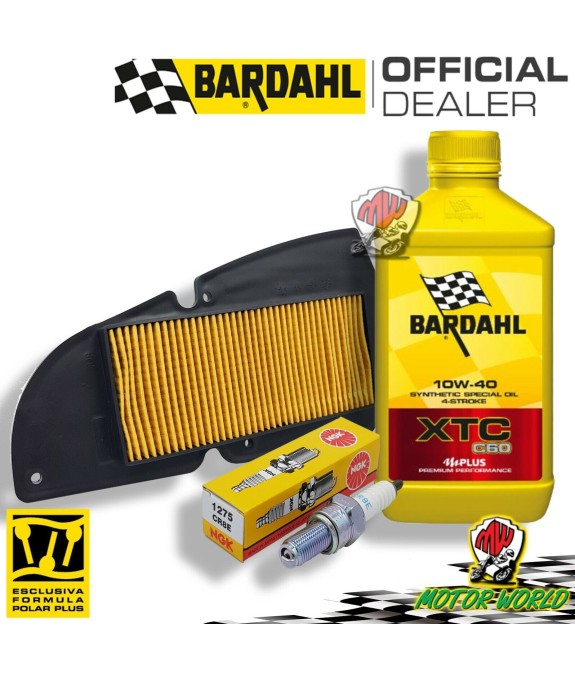 Kit tagliando Bardahl XTC 10W40 filtro aria candela  SYM HD2 I 200 2014