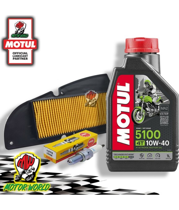 Kit tagliando MOTUL 5100 10W40 filtro aria candela SYM HD2 I 200 2014