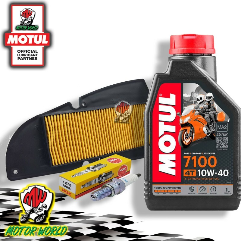 Kit tagliando MOTUL 7100 10W40 filtro aria candela SYM HD2 I 200 2014