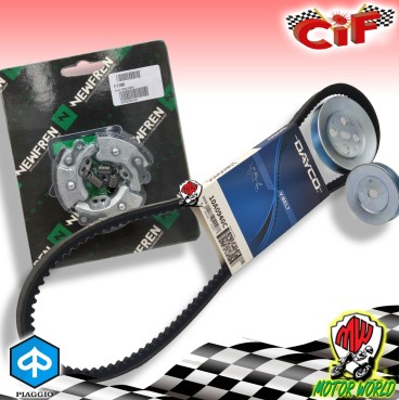KIT CINGHIA + PULEGGIA DA 70 E 80 MASSETTE FRIZIONE + MOLLE PIAGGIO CIAO PX P SC