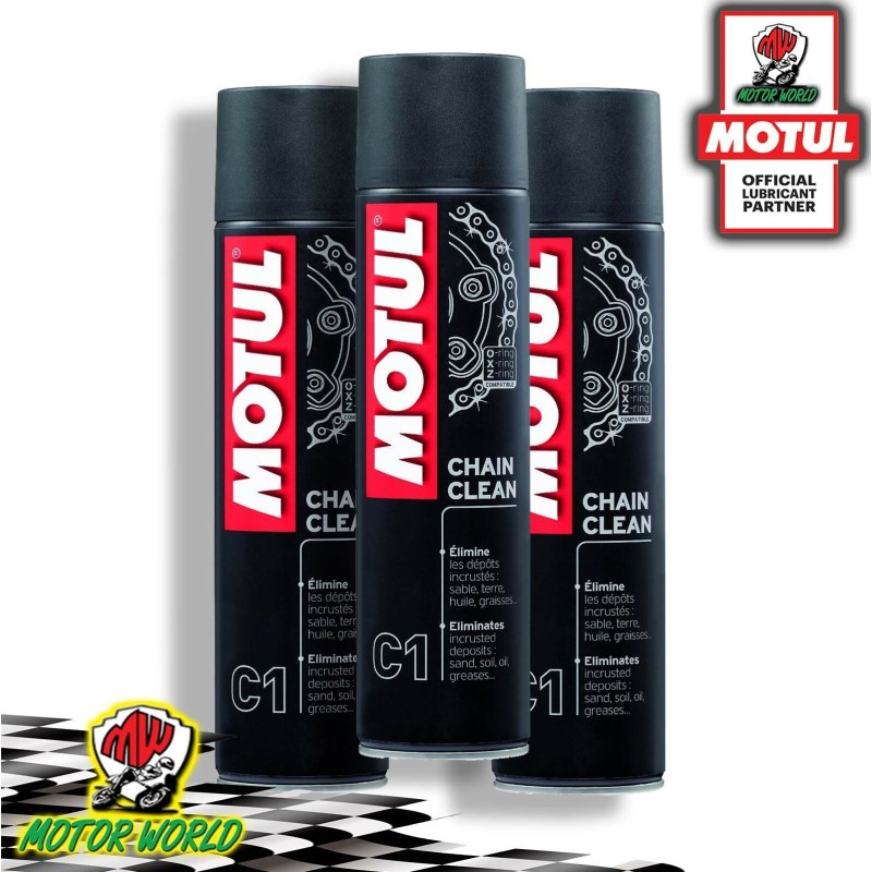 TRE flaconi 400ml sgrassatore spray Catena Motul C1 Chain Clean moto kart quad 2