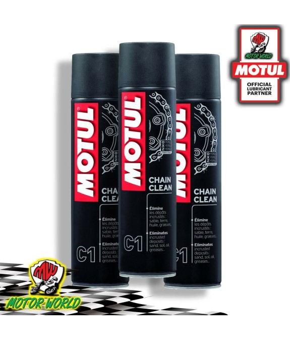 TRE flaconi 400ml sgrassatore spray Catena Motul C1 Chain Clean moto kart quad 2