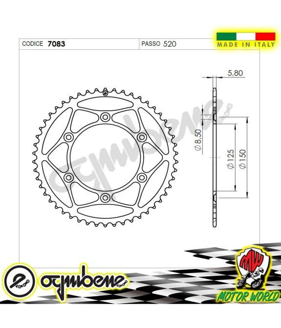 CORONA 52 DENTI IN ERGAL CON SCARICO  KTM EXC 250 F 4T Six Days 2013 2014
