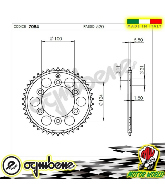 CORONA IN ACCIAIO OGNIBENE 37 DENTI DUCATI 900 FE Final Edition 1997 1998