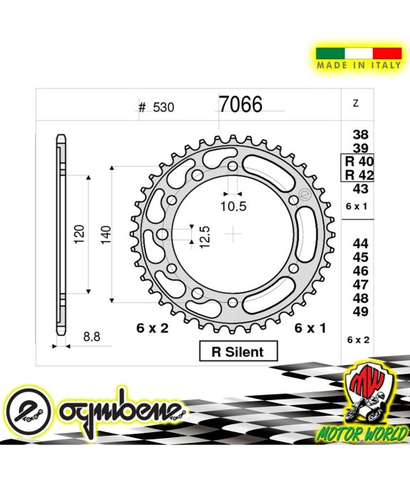 7066 CORONA IN ACCIAIO SILENT OGNIBENE 42 DENTI