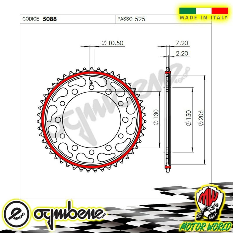 CORONA IN ACCIAIO SILENT OGNIBENE 42 DENTI YAMAHA FZS 600 SP FAZER 2002 2003