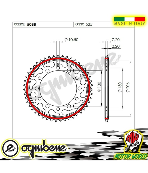 CORONA IN ACCIAIO SILENT OGNIBENE 42 DENTI YAMAHA FZS 600 SP FAZER 2002 2003
