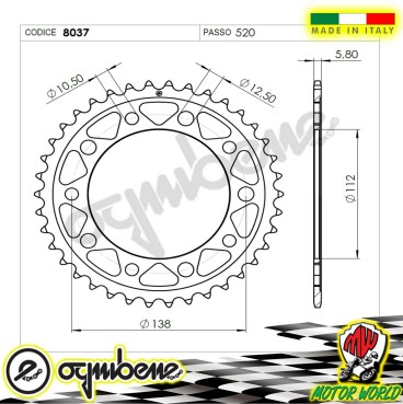 CORONA IN ACCIAIO OGNIBENE 38 DENTI HONDA CTX 700 ND DCT ABS 2014 2015 2016