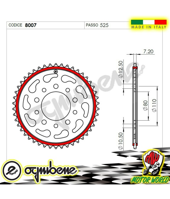 CORONA IN ACCIAIO SILENT OGNIBENE 45 DENTI   TRIUMPH SPEEDMASTER 865 2013