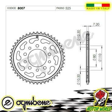 CORONA IN ACCIAIO OGNIBENE 37 DENTI HONDA VT 600 C SHADOW TUTTI I MODELLI