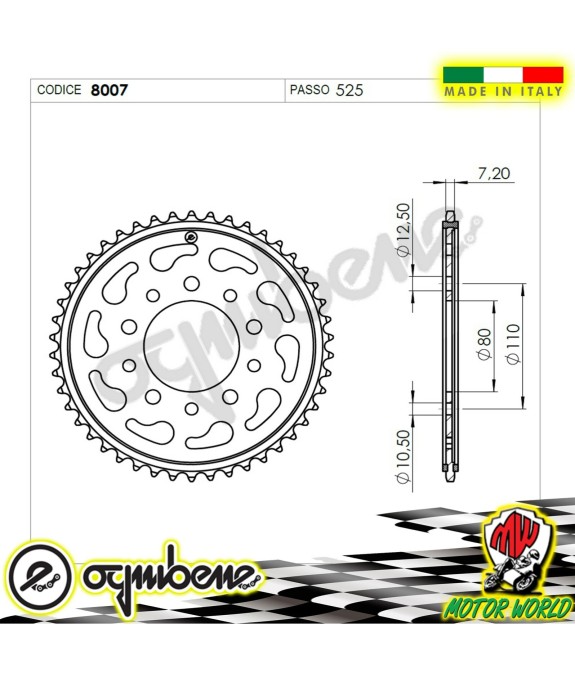 CORONA IN ACCIAIO OGNIBENE 37 DENTI HONDA VT 600 C SHADOW TUTTI I MODELLI