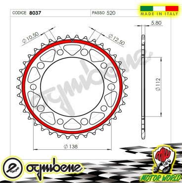 CORONA IN ACCIAIO SILENT OGNIBENE 41 DENTI HONDA CTX 700 ND DCT ABS 2016