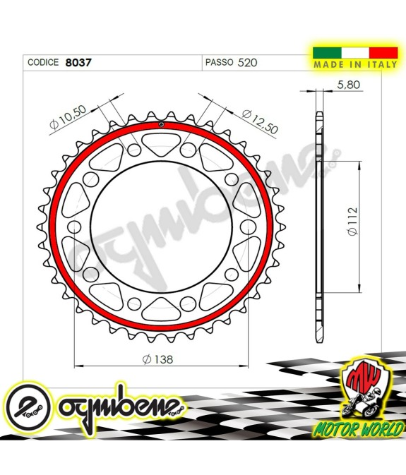 CORONA IN ACCIAIO SILENT OGNIBENE 41 DENTI HONDA CTX 700 ND DCT ABS 2016