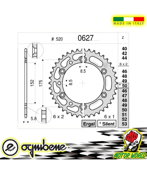 CORONA IN ACCIAIO OGNIBENE 47 DENTI YAMAHA TT-R 600 2002