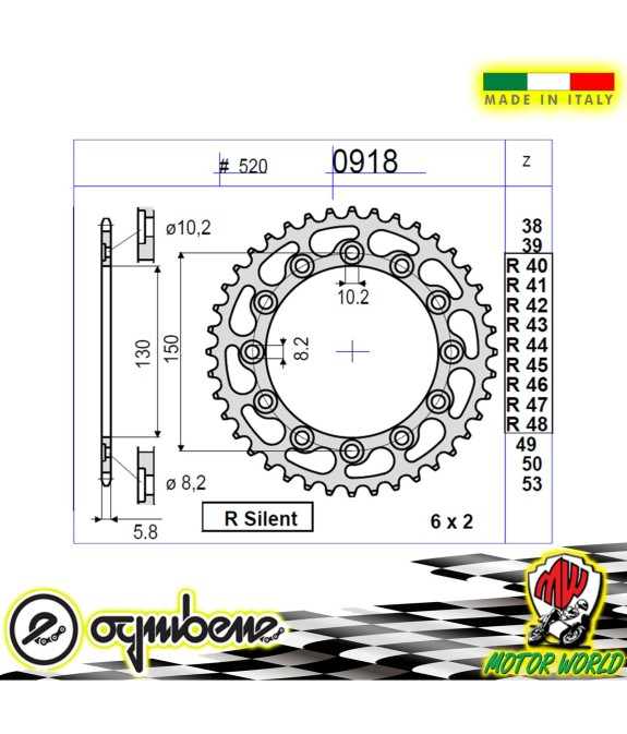 CORONA IN ACCIAIO SILENT OGNIBENE 46 DENTI YAMAHA XJ6  Diversion 2012 2013