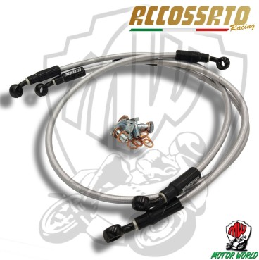 KIT TUBI GRIGI FRENO TRECCIA DIRETTI ACCOSSATO RACC NERO KAWASAKI Z 750 2006