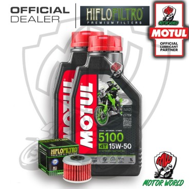 KIT TAGLIANDO 2 LITRI OLIO MOTUL 5100 15W50 FILTRO