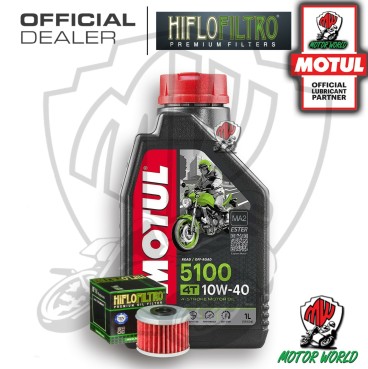 KIT TAGLIANDO 1 LITRO OLIO MOTUL 5100 10W40 FILTRO
