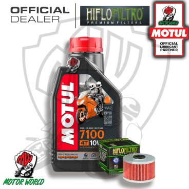 KIT TAGLIANDO 1 LITRO OLIO MOTUL 7100 10W40 FILTRO HIFLO Kawasaki KLX 250 S 2014