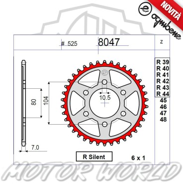 CORONA IN ACCIAIO SILENT OGNIBENE 42 DENTI KAWASAKI ZX-10 R 1000 NINJA ABS 2015 