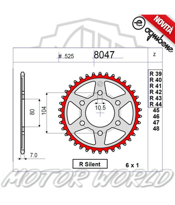 CORONA IN ACCIAIO SILENT OGNIBENE 42 DENTI KAWASAKI ZX-10 R 1000 NINJA ABS 2015 