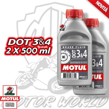 LIQUIDO IDRAULICO OLIO FRENI SINTETICO BRAKE FLUID MOTUL DOT 3-4 AUTO 2 x 500ml