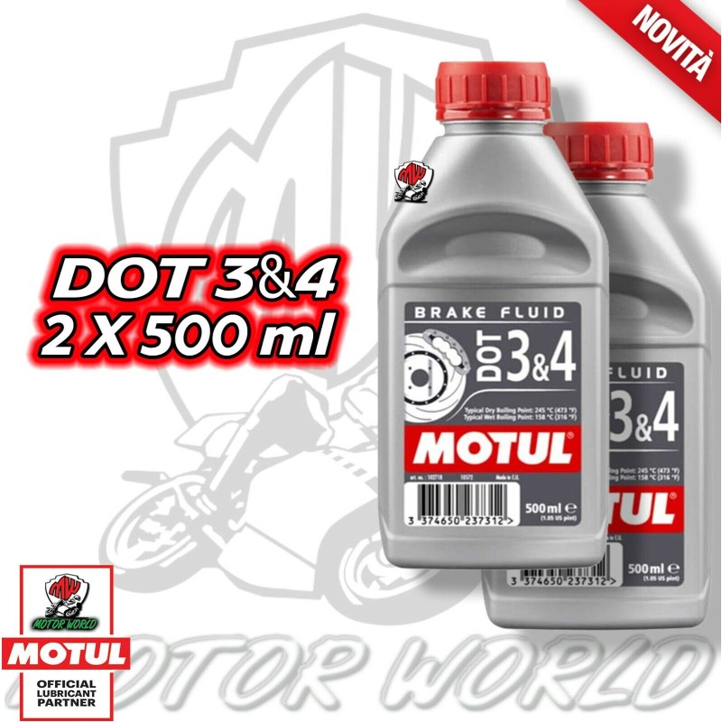 LIQUIDO IDRAULICO OLIO FRENI SINTETICO BRAKE FLUID MOTUL DOT 3-4 AUTO 2 x 500ml