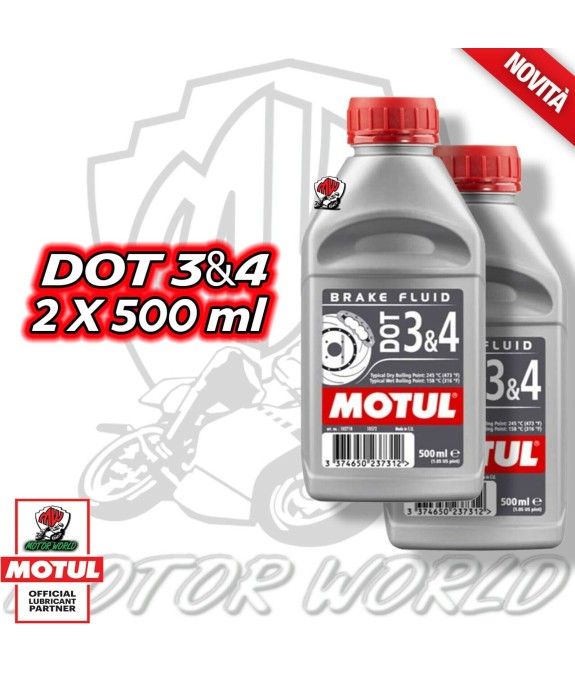 LIQUIDO IDRAULICO OLIO FRENI SINTETICO BRAKE FLUID MOTUL DOT 3-4 AUTO 2 x 500ml