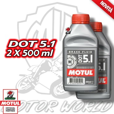 Motul DOT 5.1 Olio Liquido Freni Auto Moto 100% Sintetico Brake Fluid 2 x 500ml
