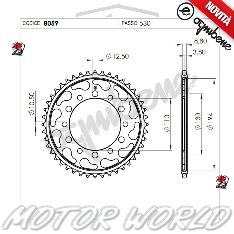 CORONA IN ACCIAIO OGNIBENE 48 DENTI YAMAHA FAZER 2007 2008 2009