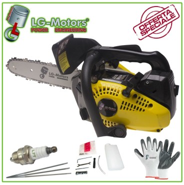 KIT MOTOSEGA DA POTATURA 25 CC CON GUANTI CANDELA CHIAVI GARANZIA 2 ANNI