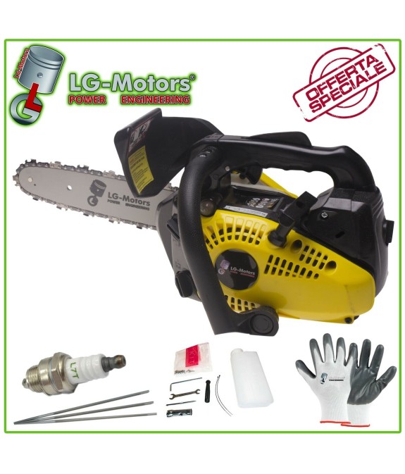 KIT MOTOSEGA DA POTATURA 25 CC CON GUANTI CANDELA CHIAVI GARANZIA 2 ANNI