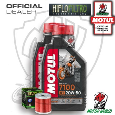 KIT TAGLIANDO 2 LITRI OLIO MOTUL 7100 20W50 FILTRO OLIO HIFLO HF132