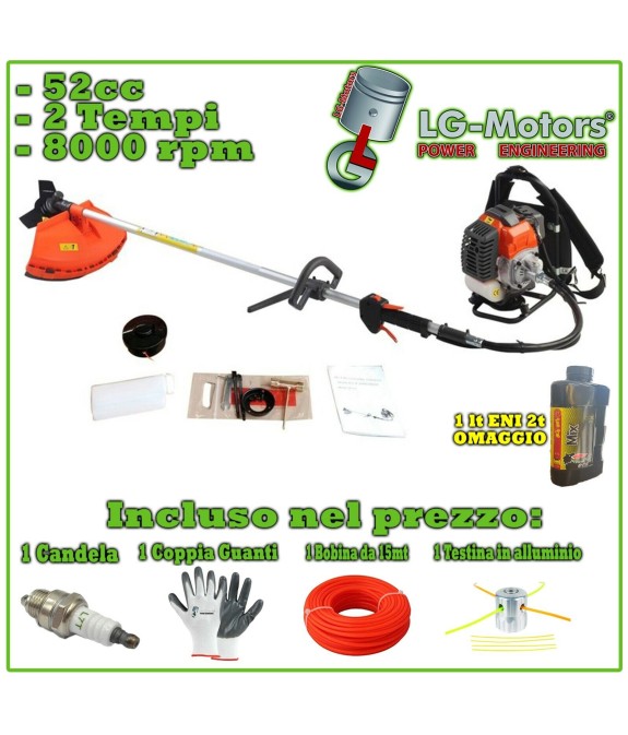 Decespugliatore Rasaerba Tosaerba a Zaino Spalleggiato LG-Motors 52cc 2 tempi